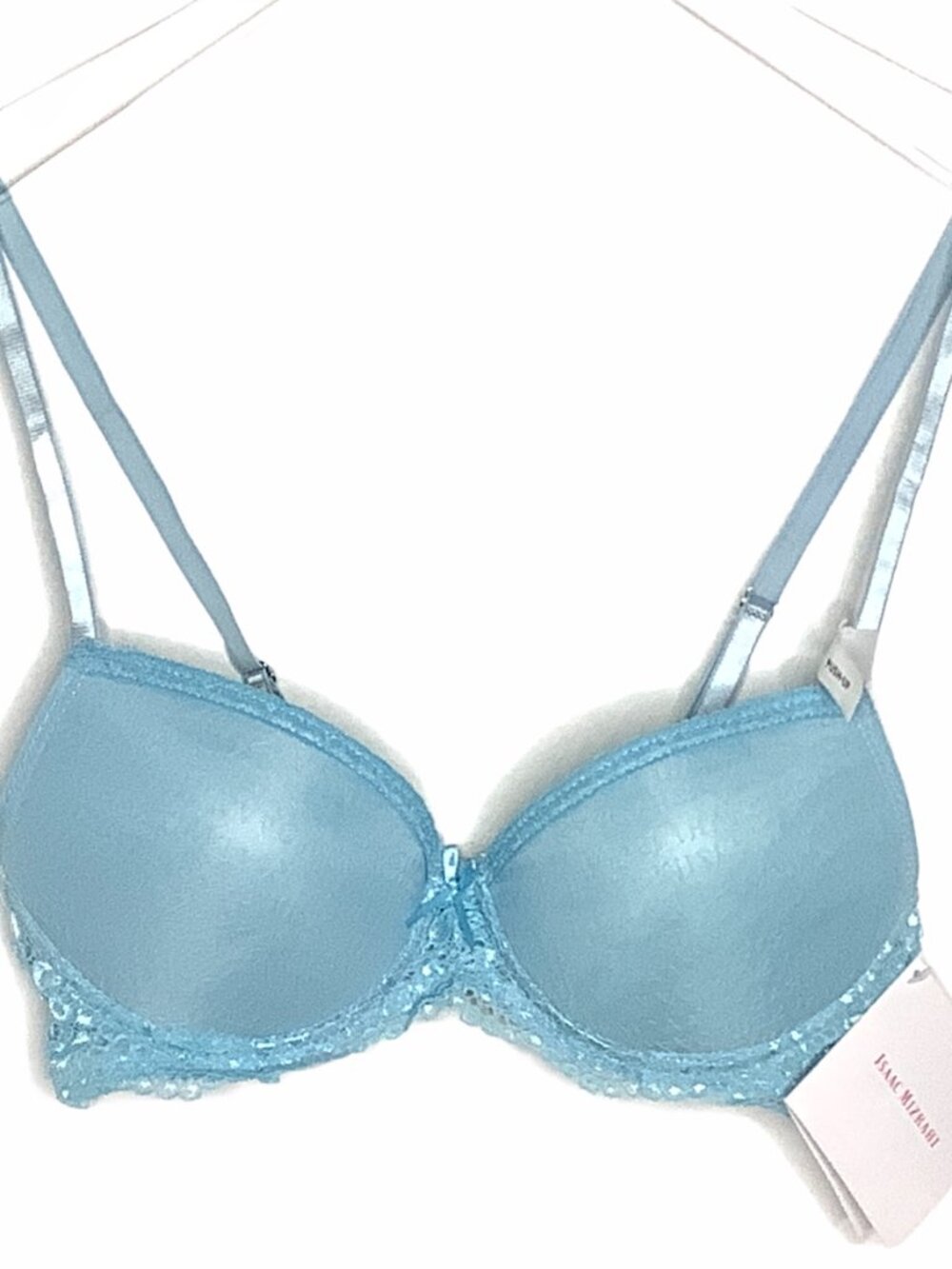 NWT Isaac Mizrahi Push Up Bra 34C 36C 38C Demi Lace Logo Blue Conv IM15762 - Picture 5 of 11
